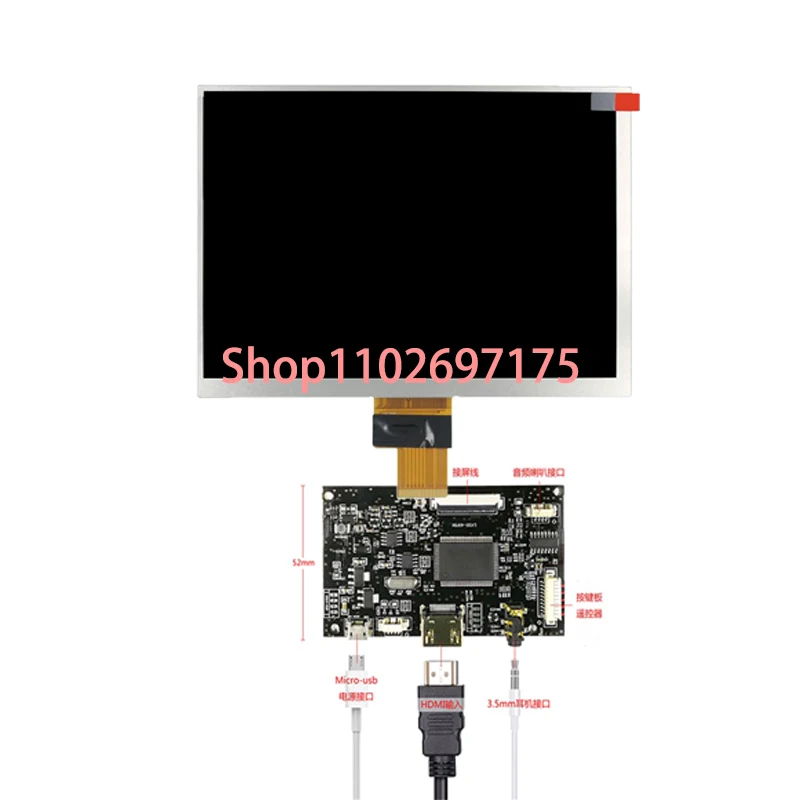 HJ080IA-01E 8 inch IPS monitor display LCD TFT resolution 1024*768 with 40 pin LVDS control driver board for tablet