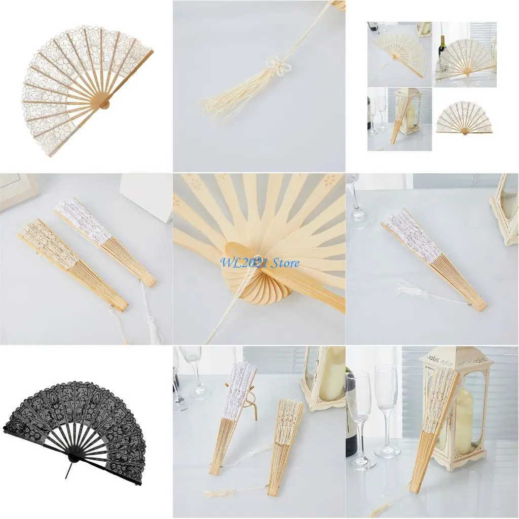 

G5GC Lace Fan Wedding Ceremony Accessory Hollowout Fan Dance Performances Essential