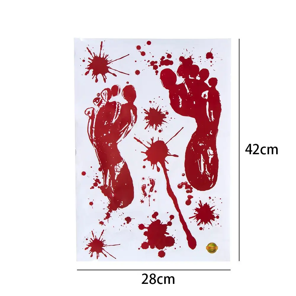 Creepy Widnow Decor DIY Blood Handprint Horror Finger Foot Halloween Decor Wall Stickers