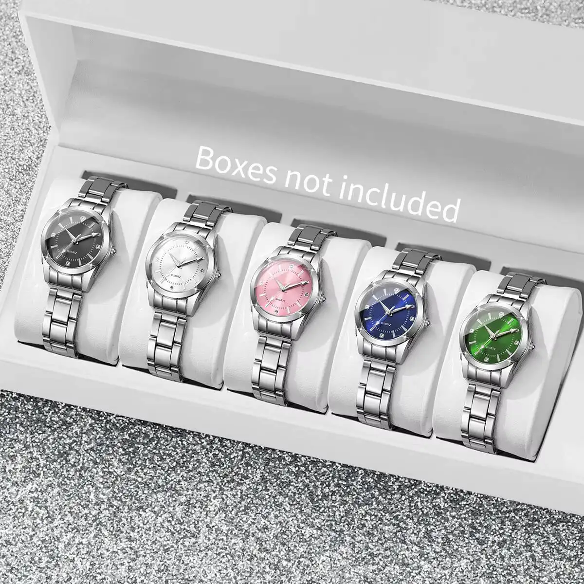 2/3/4/5PCS Fashion Rhinestone Women Quartz Watch Stainless Steel Strap Wristwatches Reloj Mujer（Without Box）