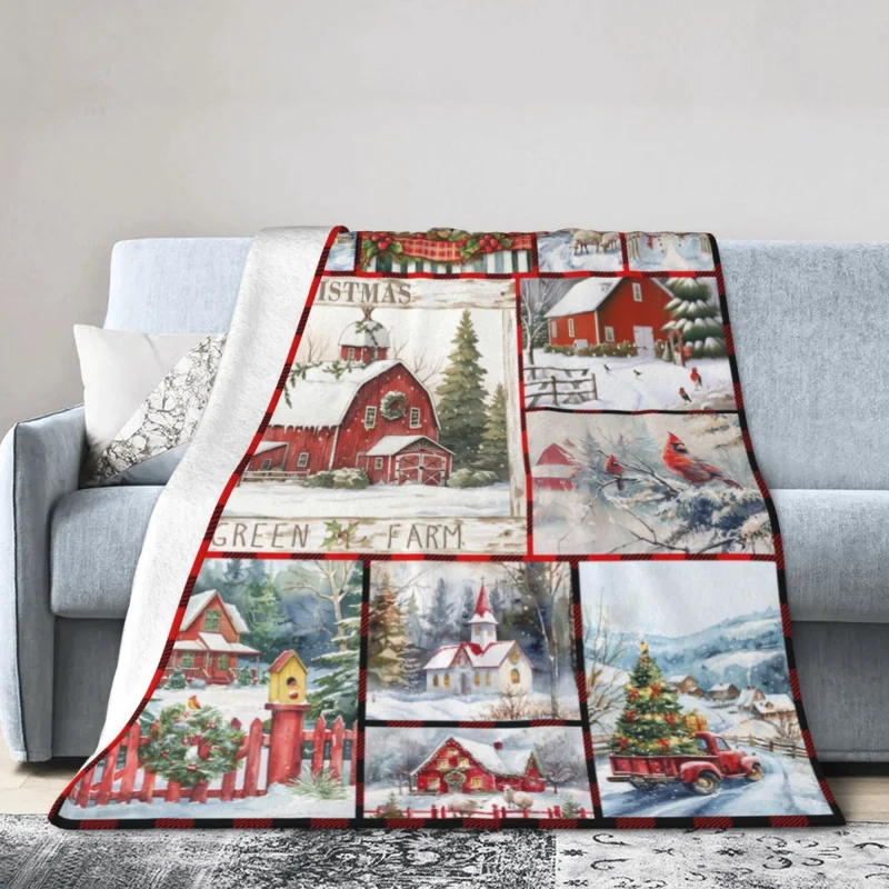 

Christmas Throw Blanket Gifts for Adults Kids, Farm Soft Flannel