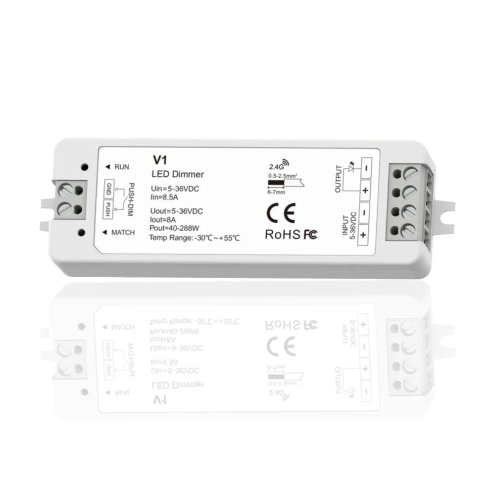 LED CV Controller DC 5V 12V 24V 36V Dimmer With Push Dimming  Fade Mode Auto-transmitting Function 1CH 8A for WW CW NW LED Strip