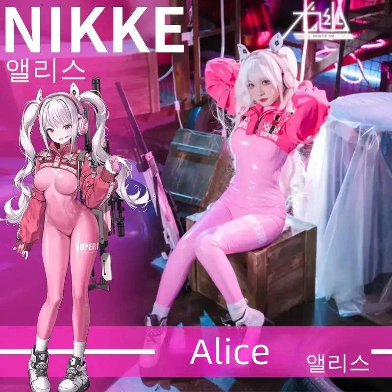 نيكي أليس تأثيري حلي ارتداءها آلهة النصر قفازات الأذن شعر مستعار اللاتكس القط دعوى بذلة سترة كاملة هالوين النساء