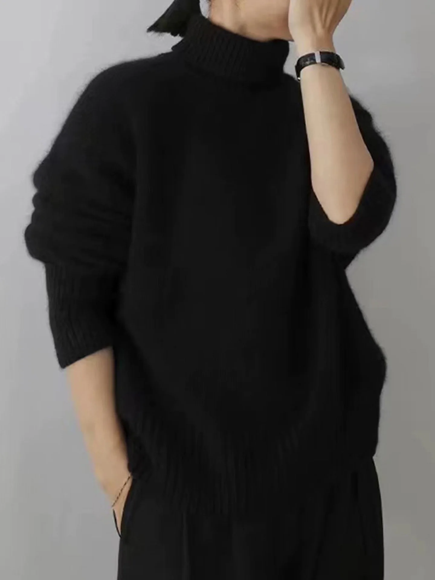 

Осенне-зимний новый толстый свитер из 100% чистого кашемира, женский свободный свитер с высоким воском и мягким воском, женский