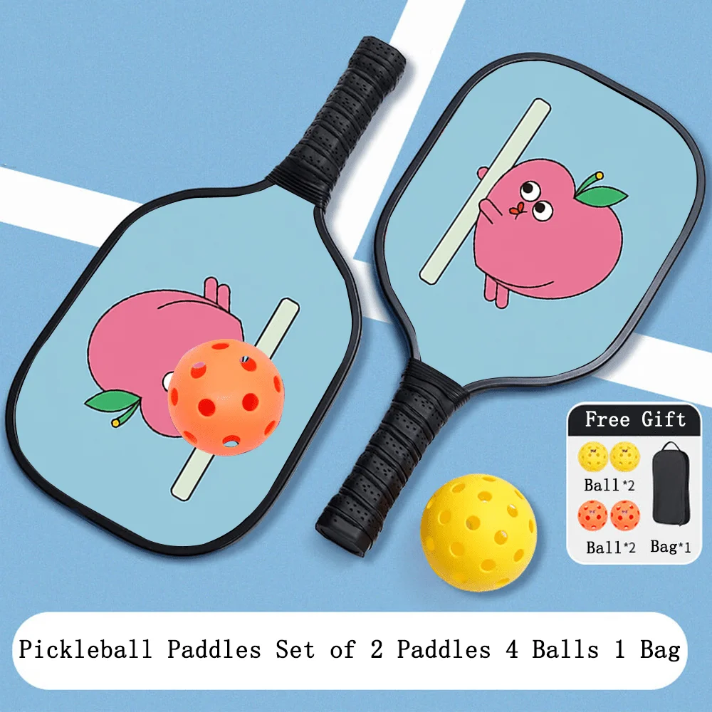 

2PCS Pickleball Paddle Set with 4 Balls and Bag Fiberglass Rackets Honeycomb Core Anti-Slip Grip Outdoor Sports