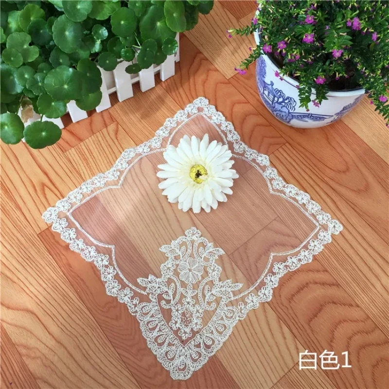 Variety Square 26cm Modern Minimalist Mesh Lace Beaded Embroidered Placemat Coffee Cup Cushion Vase Pad Decor Coaster Fabric