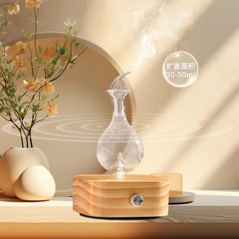 Waterless Aroma Essential Oil Diffuser 30ml Wooden Fragrance Electric Scent Diffuser  Nebulizer For Home