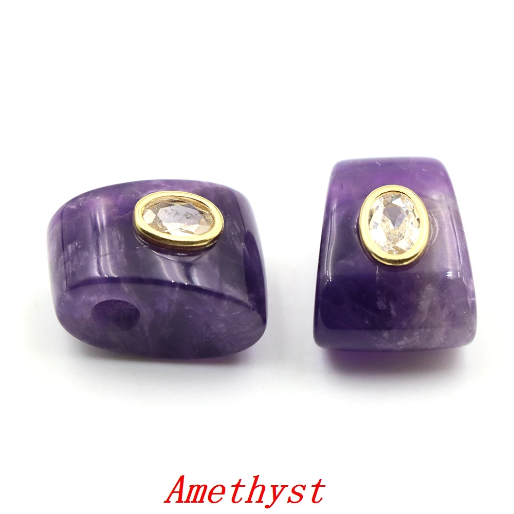 20mm Naturstein Taschenform Weiße Zirkon-Einlage Großloch-Abstandsperle für DIY Armband Handgemachter Schmuck Bastelbedarf Großhandel Geschenk – Detail 6