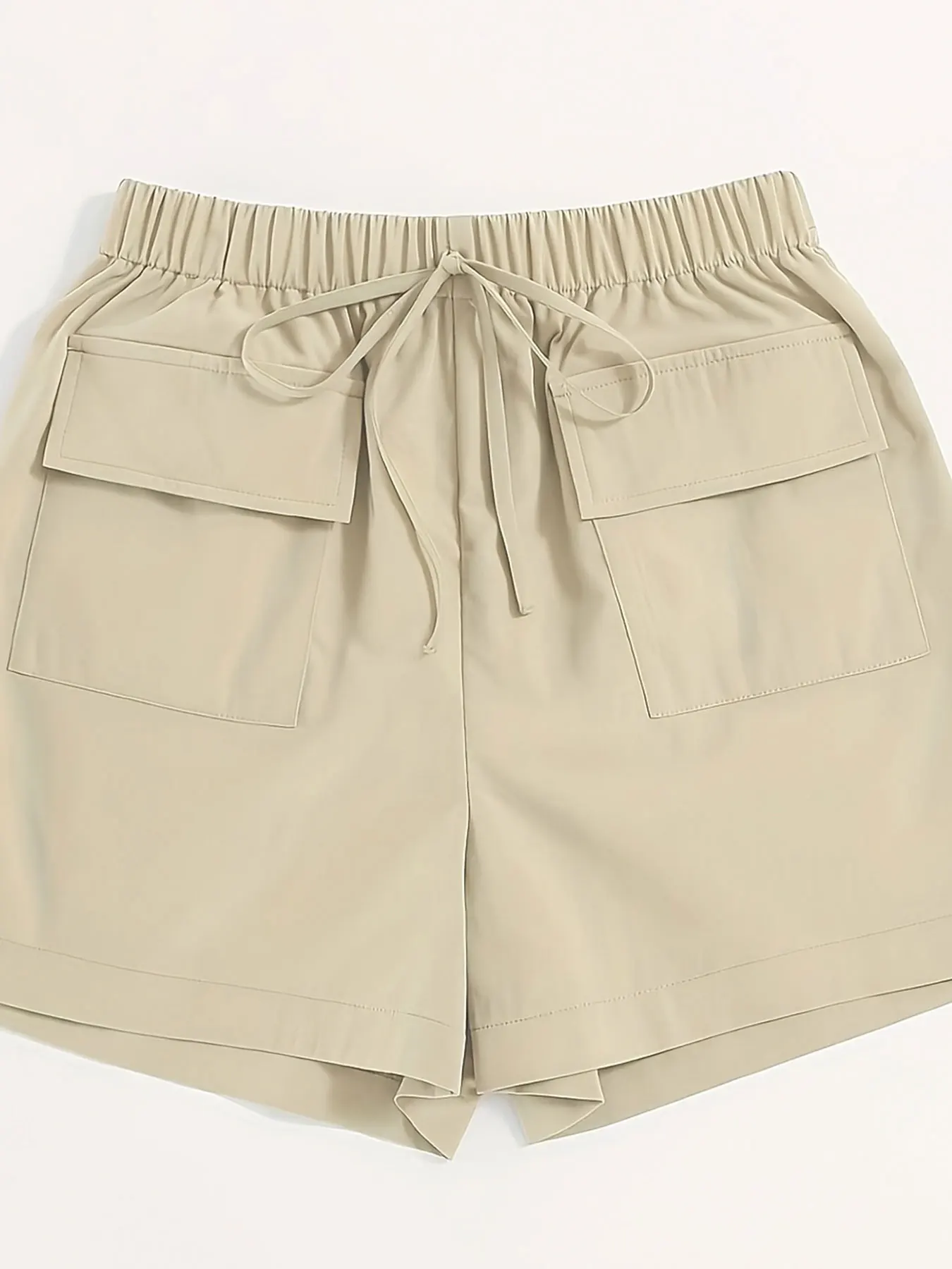 Damskie szorty khaki oversize z tkanej tkaniny na lato z kieszeniami, khaki