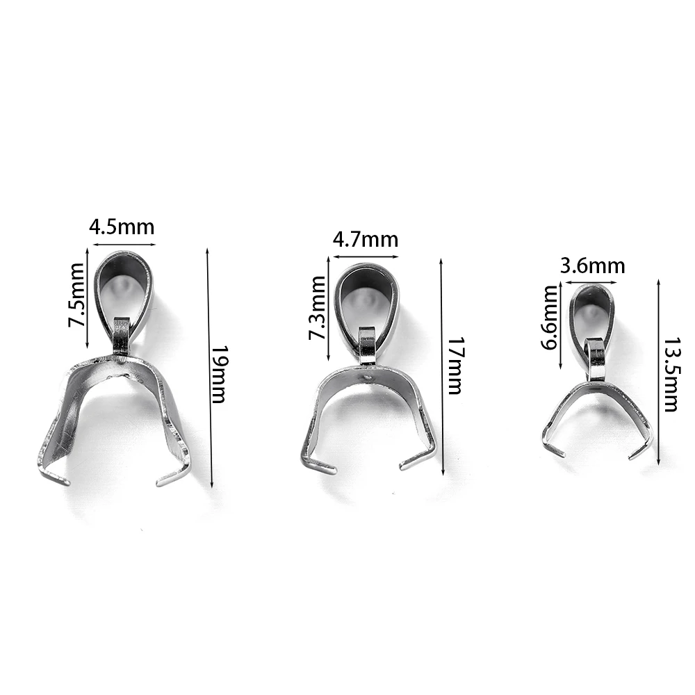 20pcs 13.5mm-19mm Stainless Steel Pendant Clasps Pinch Clip Bail Hooks Connector Necklace For DIY Jewelry Making Findings