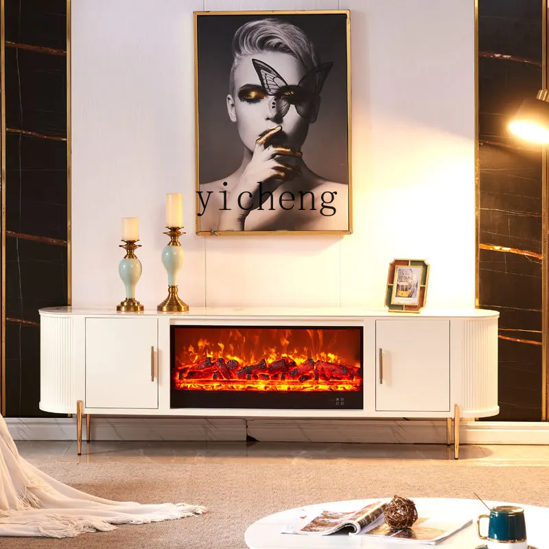 fireplace TV cabinet solid wood simulation thermal power fireplace decorative cabinet rock slab fireplace heating