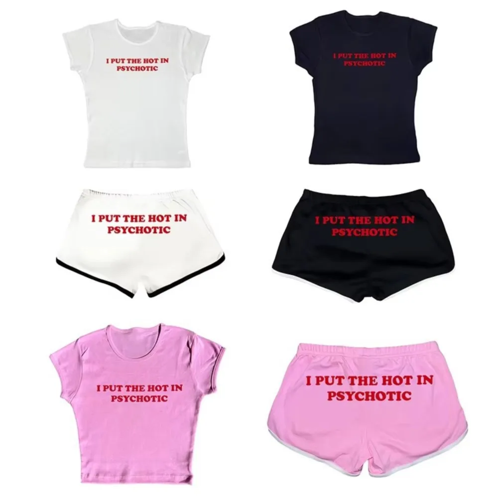 

Casual New In Matching Sets 2 Pieces Set For Woman Two Piece Outfits T Shirt Tees Shorts Street Style Homewear Contrast Printed