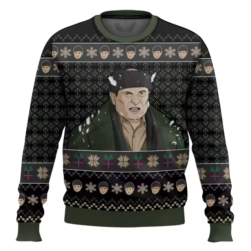 Merry Christmas alone at home Ugly Christmas sweater cartoon animation Men's pullover 2026 fashionable couple shirts Sweatshirt - Image 27