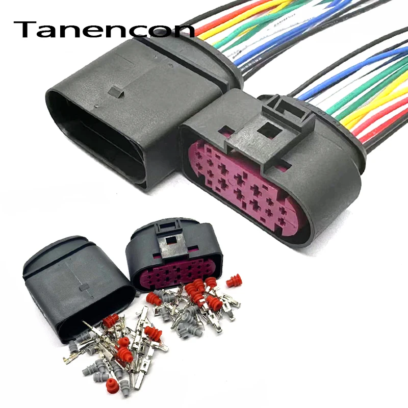 1 Set 14 Pin 1J0973737 1J0973837 Car LED Headlight Assembly Plug Auto Light Modified Connector for Volkswagen Audi