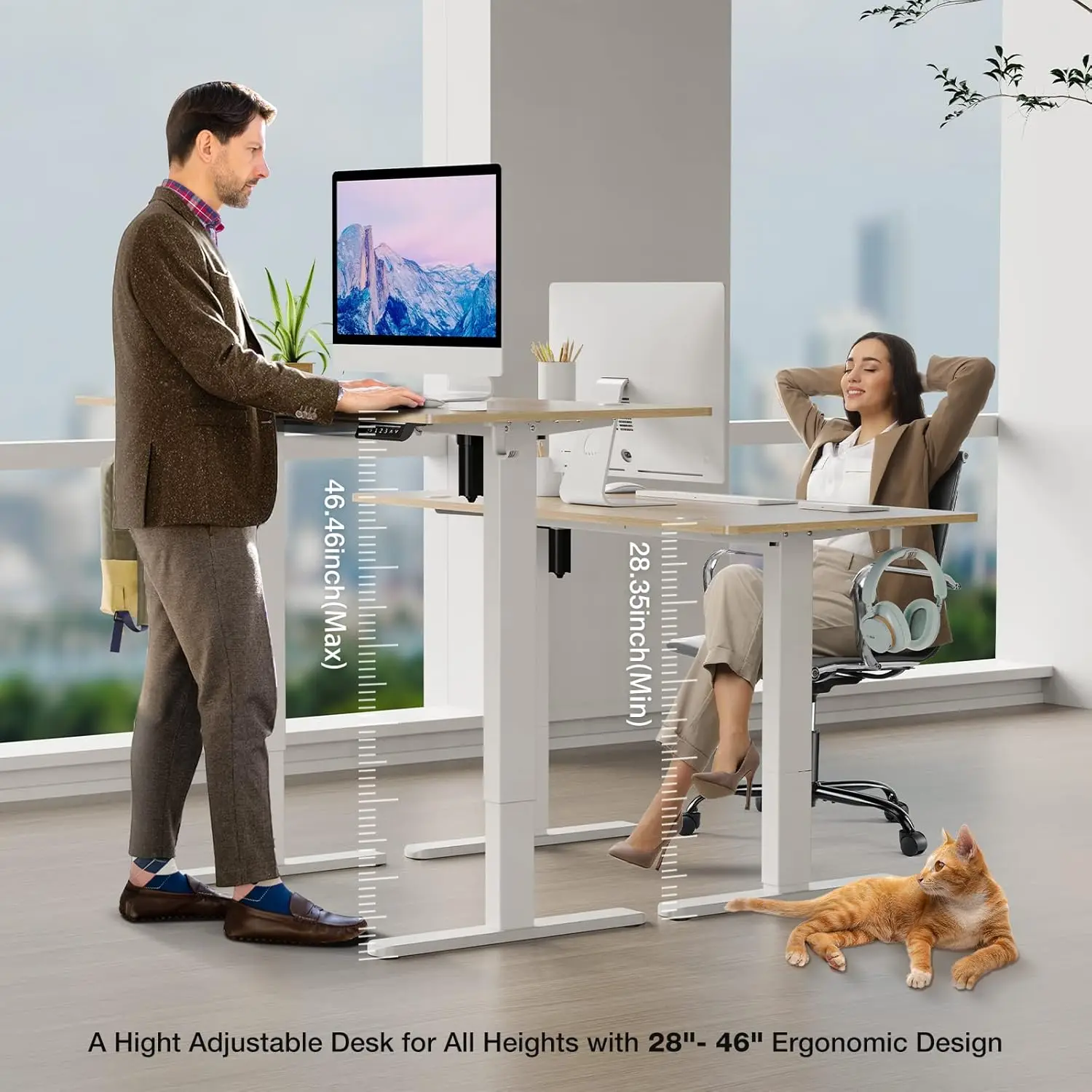 Electric Standing Desk, 40 x 24in Adjustable Height Electric Stand up Desk Standing Computer Desk Home Office Desk