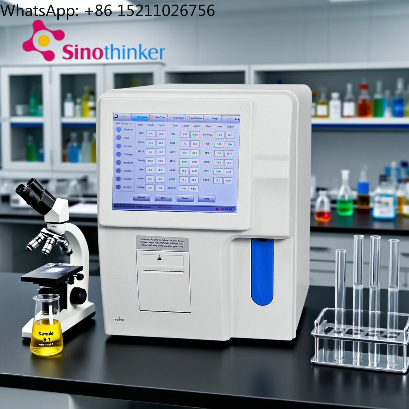 Sinothinker SK9000 3 Part- Analyzer 23 Parameters Double Channel Unique Hemoglobin Test System Full - Count