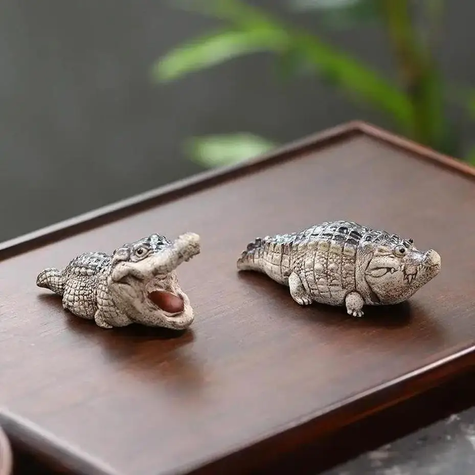 Cute Tea Pet Ornament Handmade Animal Figurine Tea Ceremony Decoration Desktop Decor Gift For Home Office Table