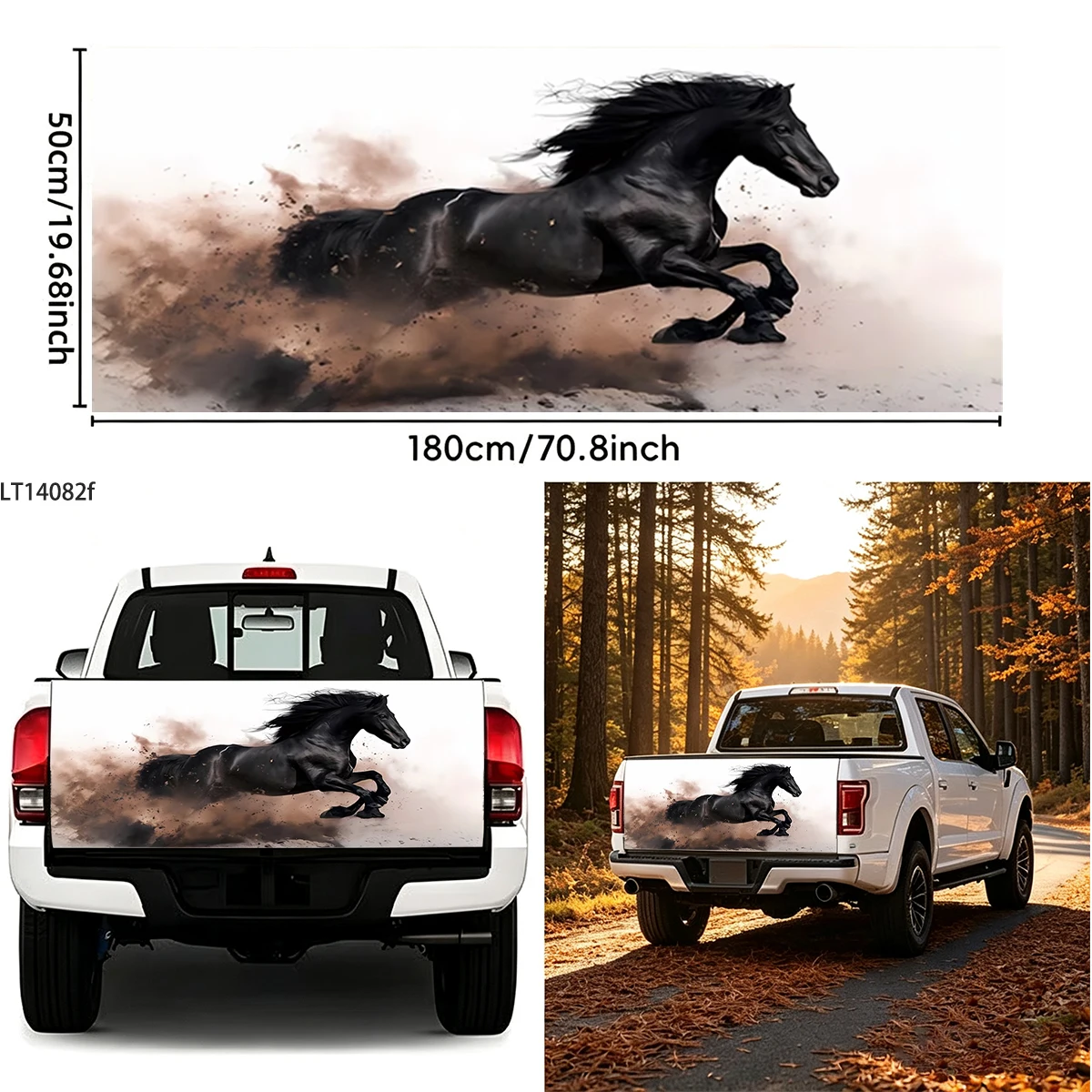 Sunset Running Wild Horses Mountain View Universal Car Rear Tail Wrap Waterproof Vinyl Decal Off Road Bumper Exterior Mod Decor