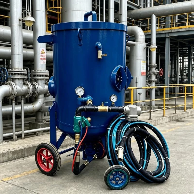 Pneumatic Abrasive Blasting Tank 400L-800L Portable Sandblaster Machine with Wheels for Garage