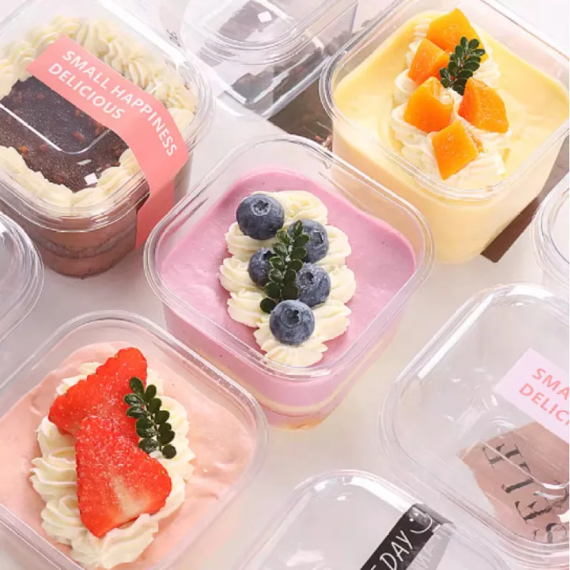 Small Vendor Desserts Packaging Case Small Tiramis Sumus Dessert One Time Packaging Cream Square Cake Wrapping Boxes 50pcs - view 2