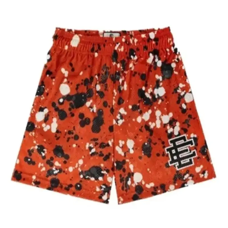 2024 New EE Men\'s Summer Mesh Print New Medium Pants Black Quarter Pants Casual American Basketball Shorts Outside Wear