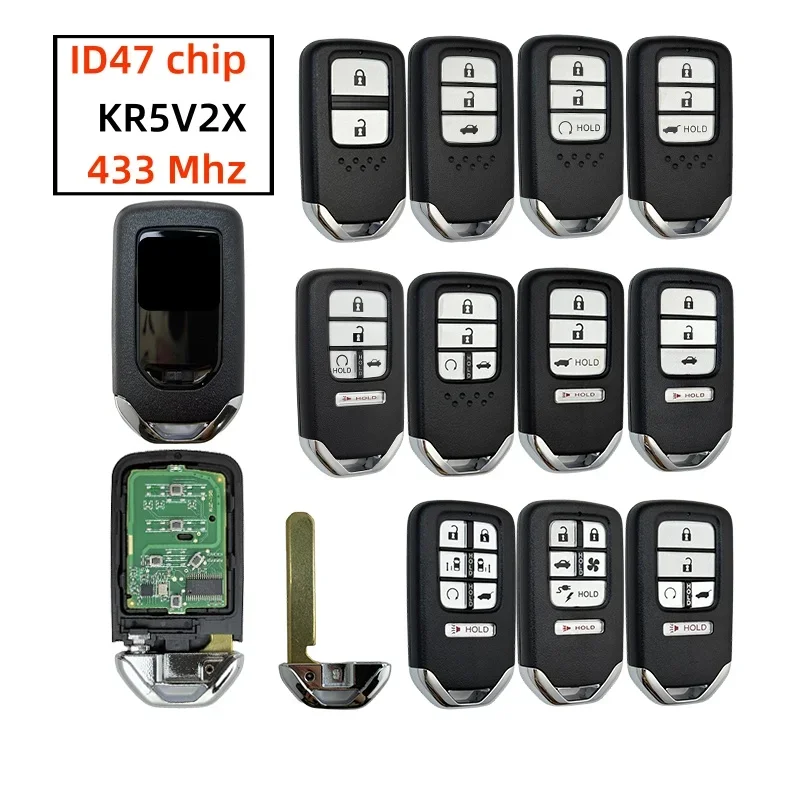 KR5V2X ID47 Chip 433MHz 2-7BNT Remote Key For Honda City Civic CRV HRV Jazz Odyssey Clarity Pilot XRV URV Venzel EX-L 2016-2020