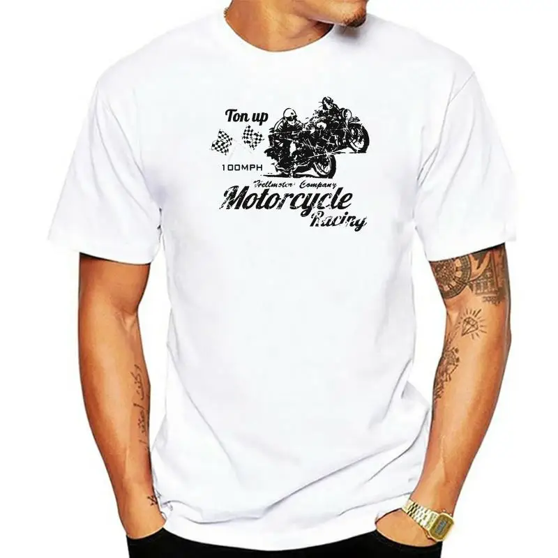 Fashion Men T Shirt Free Shipping Biker T-Shirt Chopper 100 MPH Ton Up Motorcycles V8 Hot Rod Cafe Race Gr. XXL Summer T-shirt