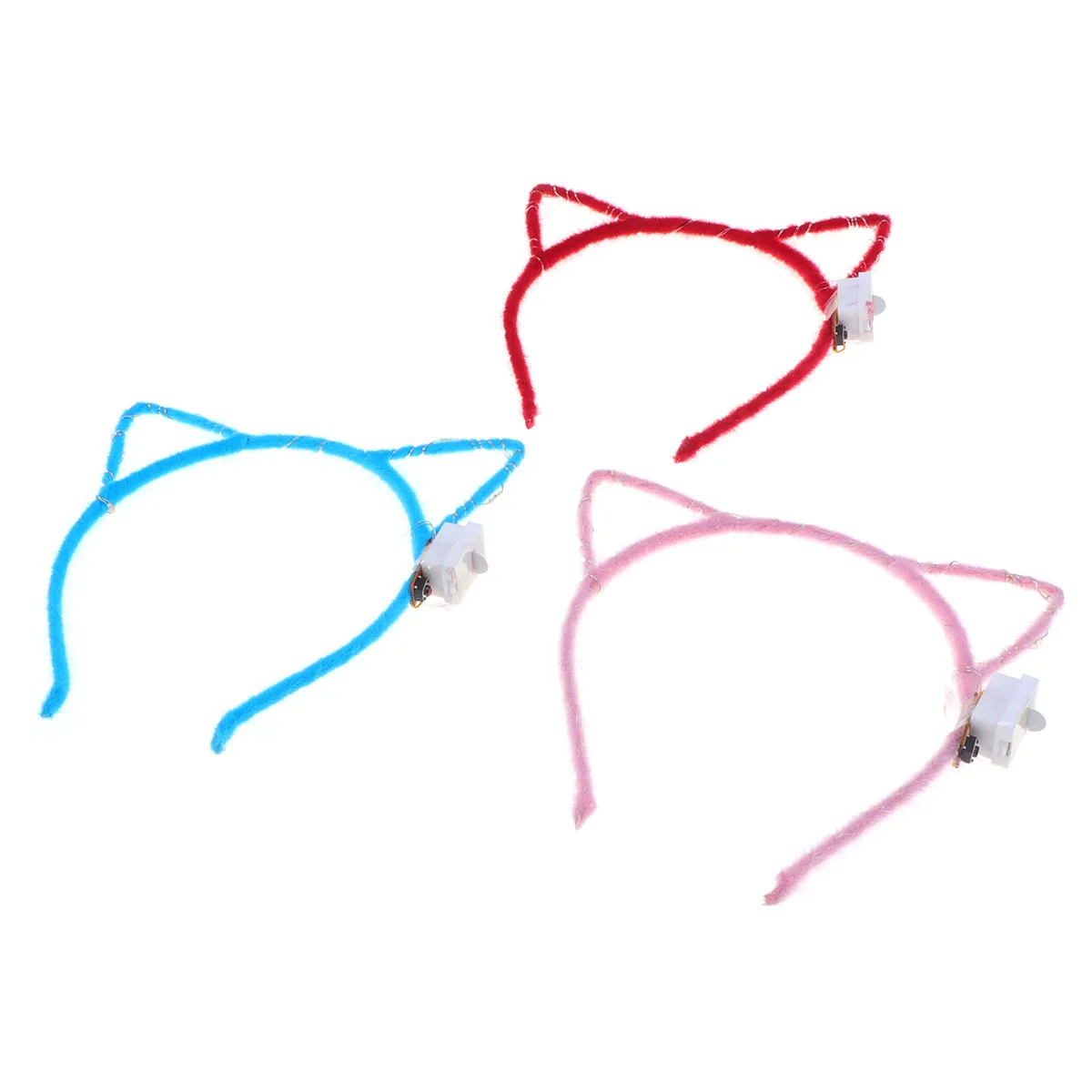 

3 pcs Glowing Headdress Led Cat Ear Hair Hoop Halloween Party Headwear Cosplay Headband For Adults Teens Festival Dance