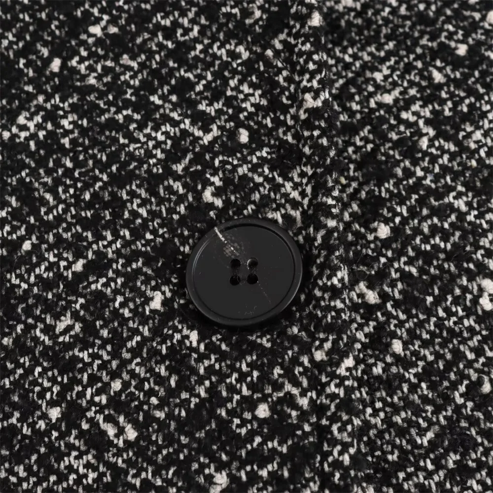 سترة معطف BM&MD&ZA2024 للسيدات لخريف وشتاء موضة جديدة فضفاضة بكتف منسدل وصدر واحد متعرجة من نسيج قطني طويل #6