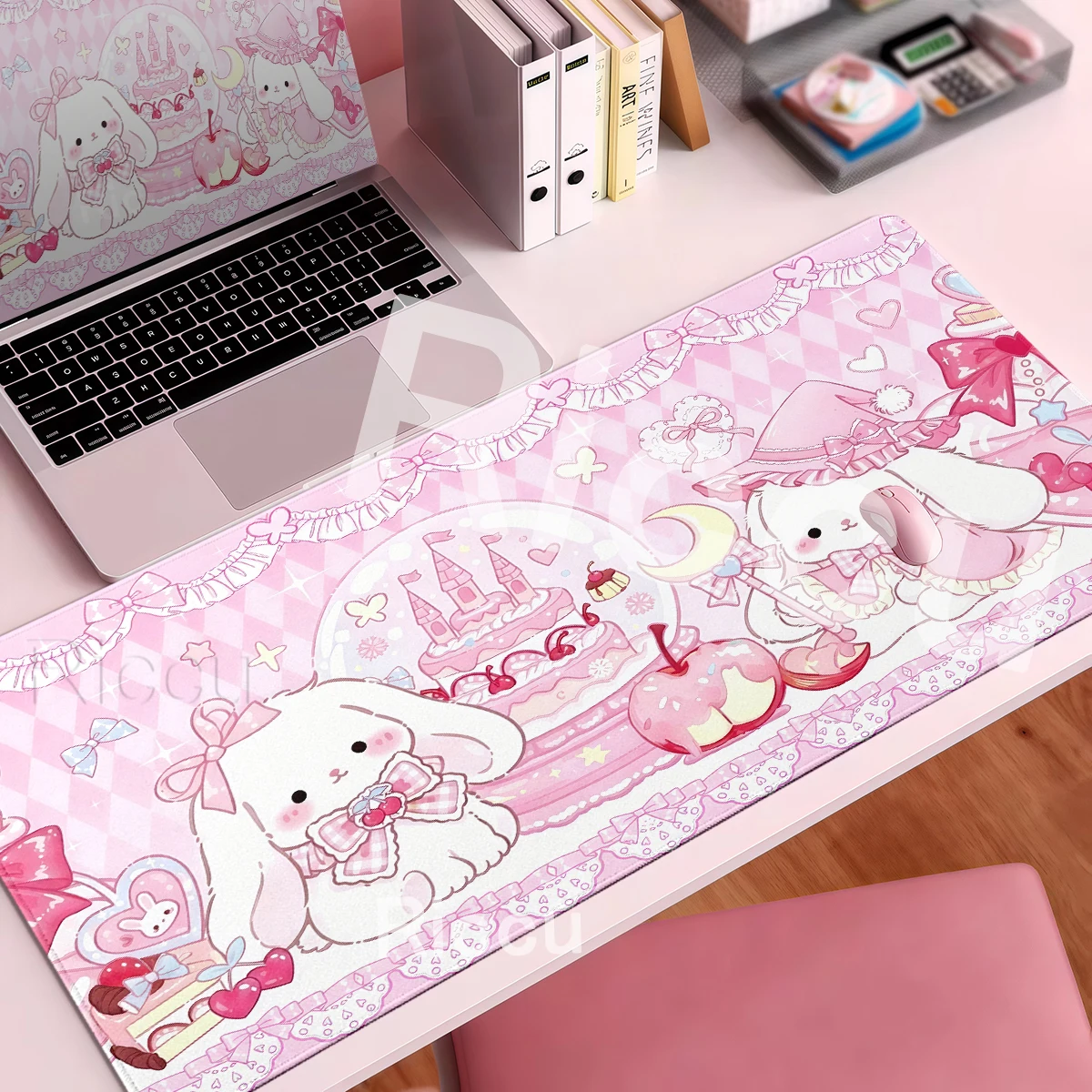 Kawaii Magical Bunny Mouse Pad Cute Pink Lolita Rabbit Crystal Ball Kawaii Rabbit Desk Mats XXL Gaming Keyboard Decor Pretty Mat