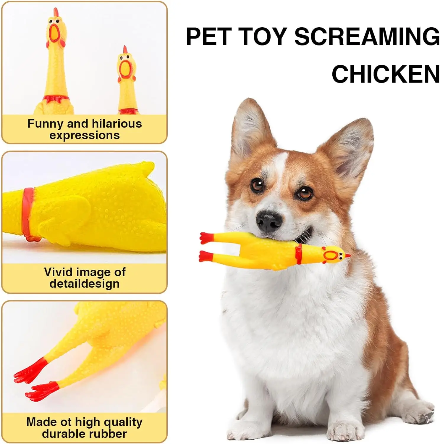 Pet Sound Toy Scream Chicken Squeezing Chewing Durable and Fun Rubber Ventilation Chicken Cat Dog Entertainment Toy