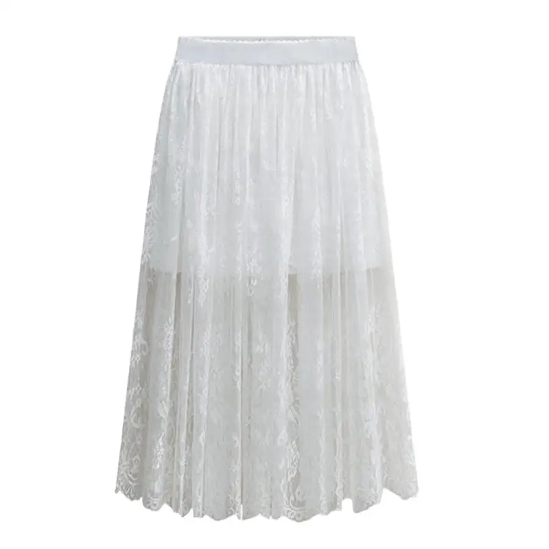 Wholesale High Quality 2024 New Women Lace Skirt Hollow Out White Black Spring SKirt roupas femininas social elegante skirts