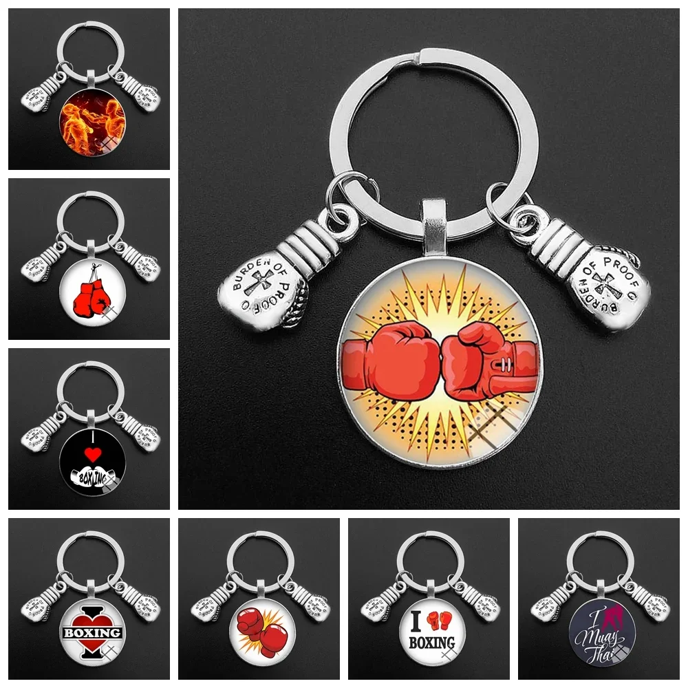 New Sport I Love Boxing Gloves Key Chain Kicking Boxing Pendant Boxing DIY Keychain Gift for Boxing Lovers