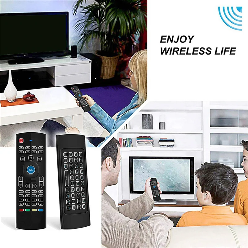 【Superdeals】 Ratón de aire 5X para Android Tv Box, Mini teclado inalámbrico Control remoto de ratón con retroiluminación RGB MX3 Pro IR Learnin