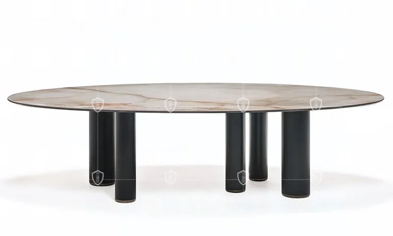 

dining table, luxury stone oval, modern and simple