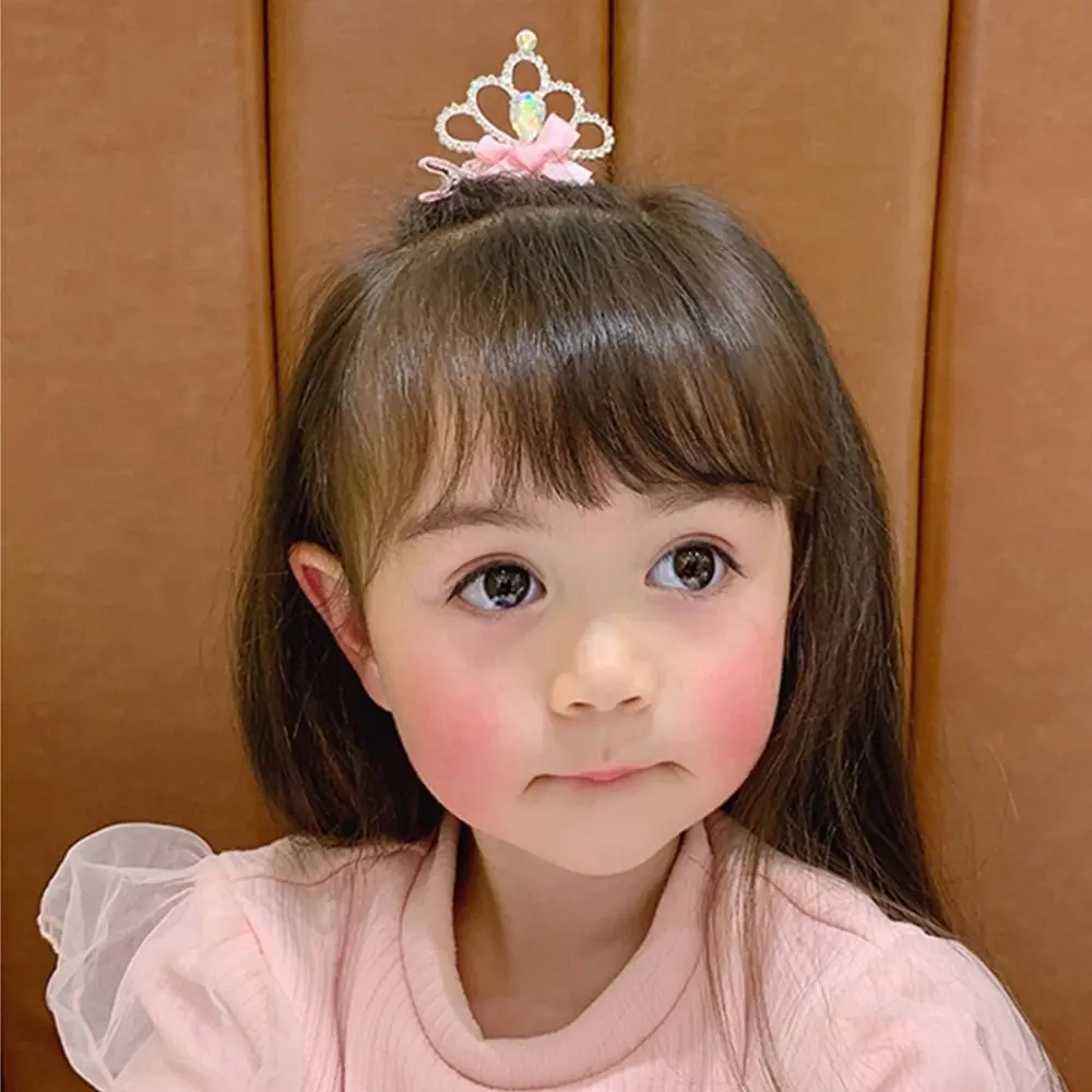 Lovely Fashion Star Crown Rhinestone Girl Headdress Rabbit Ear Bow Hair Clip Kids Hairpin Hair Accessory Headwear