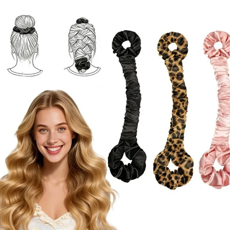1pc Multifunctional Satin No-Heat Curling Rod And Hair Ring, Seamless Curling Wand with Hair Ring,For Creating Big Waves
