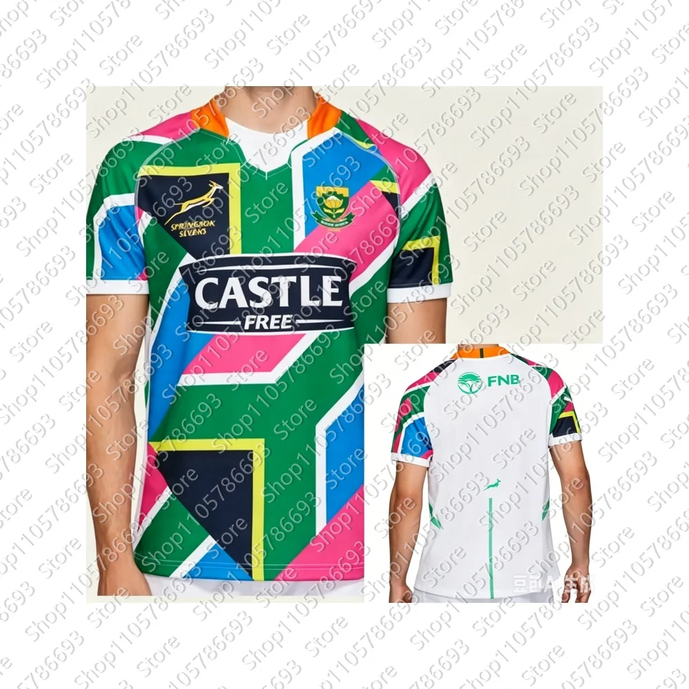 2026 3D Atmungsaktives Schnelltrocknendes Südafrika Rugby-Trikot T-Shirt für Kinder und Erwachsene Sommer-Sportmode in Übergrößen – Detail 7