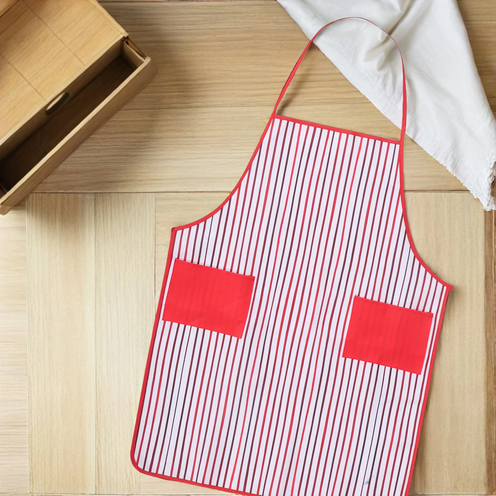 

1 set Red White Striped Chef Costume Set Apron Bowtie Hat For Halloween Party Family Gathering Dress Up Role Play Cosplay Adult