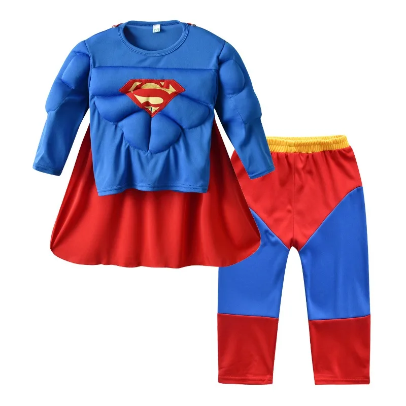 Super Heroes Children SuperHero Jumpsuit  Bodysuit Boys Role Play Outfit School Stage Performance Halloween Costume Kids