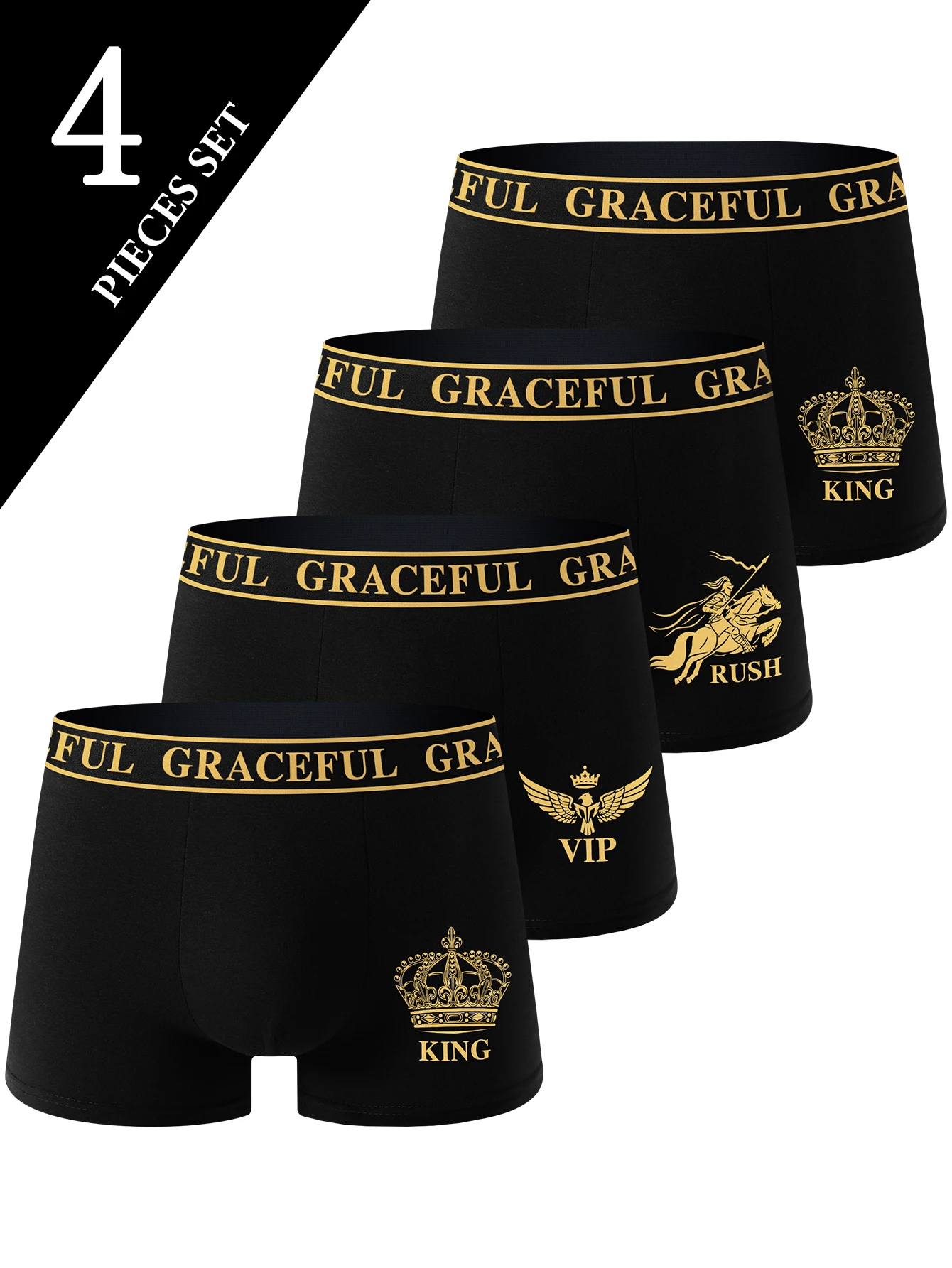 4 Piece Men's Underwear Soft Breathable Comfortable Men's Boxer Briefs High-end Black Casual Sports High Quality Men's Pants