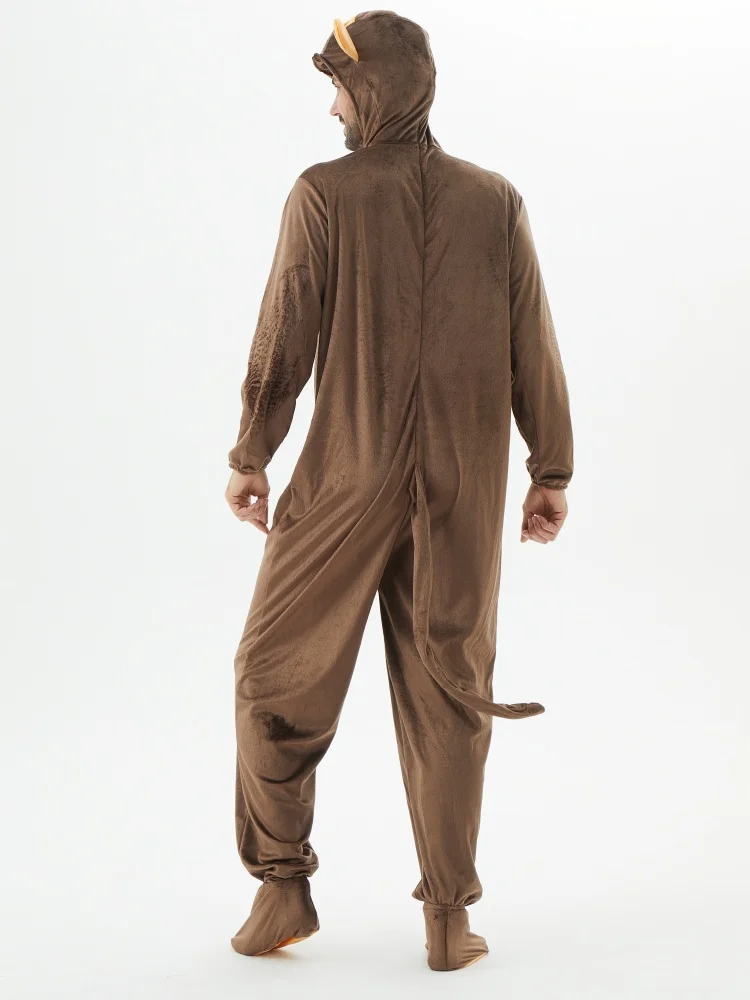 Animal Jumpsuit, Brown Monkey Cosplay Suit, Adult Halloween Party Stage Performance Costume, Both Men and Women Can Wear