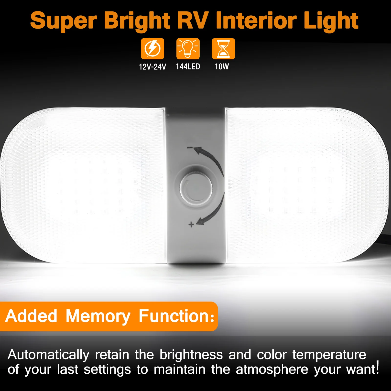 Rv Interior Light Car LED Light Car Roof Light 10w 12v/24v Adjustable Brightness 3 Light Mode for Truck Boat Camper Caravan