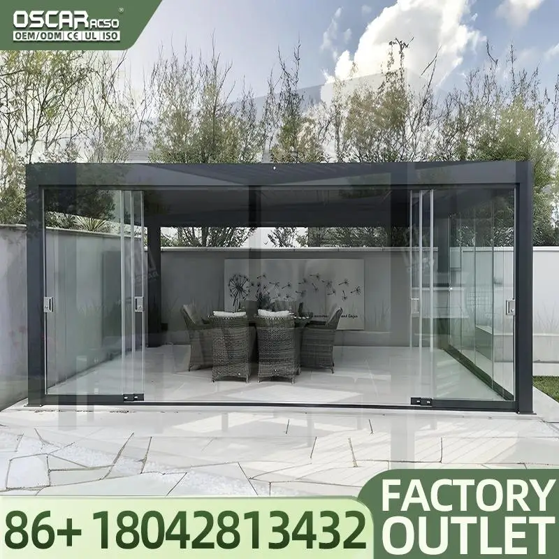 10x20 Motorized Aluminum Louvered Roof for Villa Terraces Gardens Steel Greenhouses Waterproof Bioclimatic Designs  Pergola