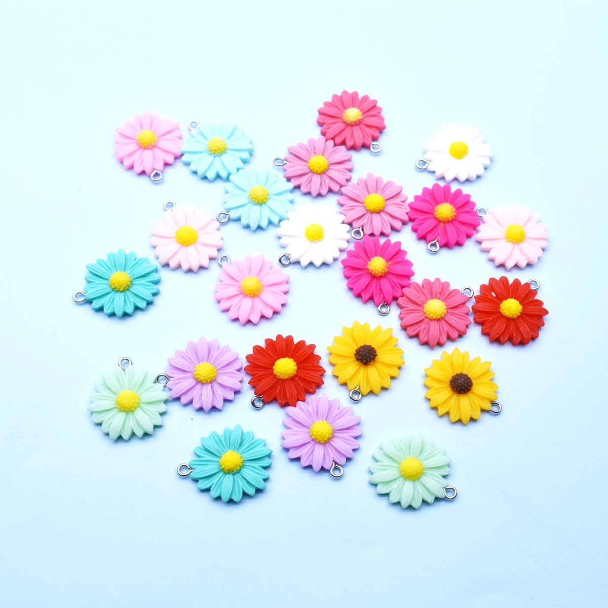 10pcs Cartoon Cute Colorful Daisy Sunflower Charms Simulation DIY Handmade Jewelry Components for Earrings And Necklaces 3