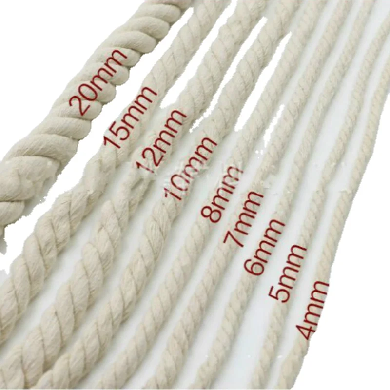 

1kg/Lot Diameter 4mm To 20mm 3-strands Cotton Cords Rope Thread Braided Packaging Craft Diy Apparel Accessory Home Decoration