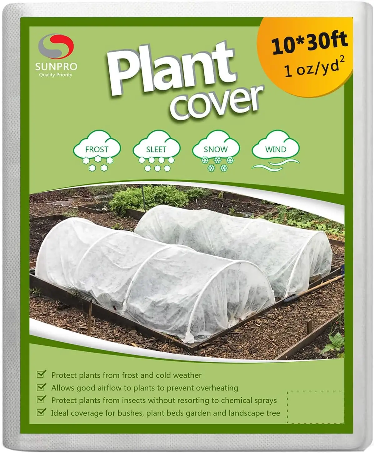 

Plant Covers Freeze Protection 10x30ft 1.0oz Reusable Floating Row Cover Frost Cloth for Outdoor Winter Cold & Pest