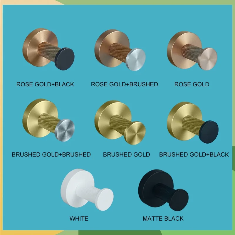 

White Painted Stainless Steel Robe Hooks Wall Mounted Kitchen Towel Hook Clothes Coat Hook Black Brushed Gold Bathroom Hardware