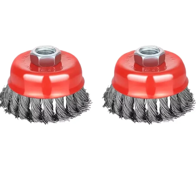 8pcs Twisted Steel Wire Wheel Brush for Angle Grinder - Paint Removal Deburring Strong Rotary Twist Knot - Cleaning Accessory