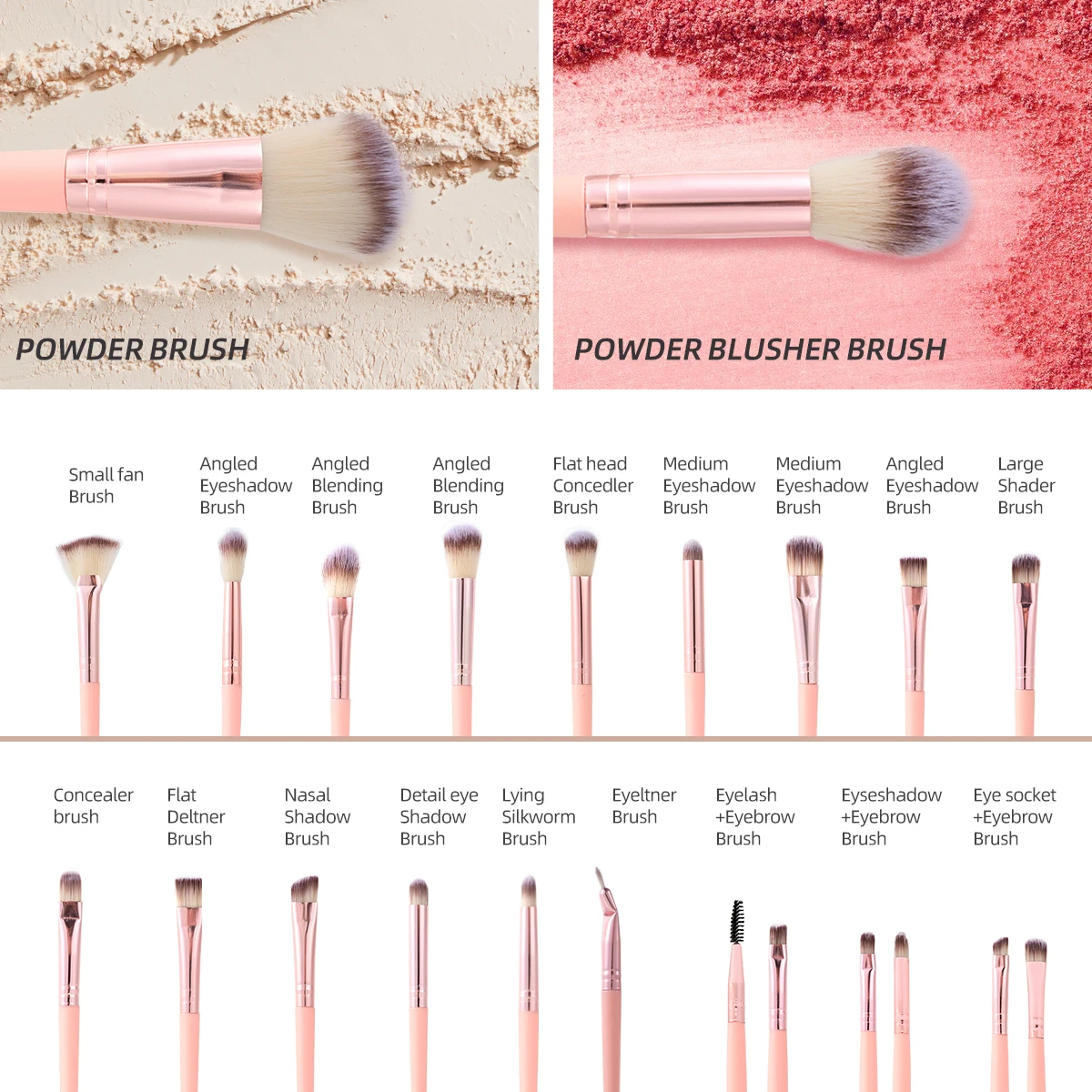 Conjunto de pincéis e esponjas de maquiagem, sopro de maquiagem rosa, faixa de cabeça, removedor de pulseira, 8-16mm, kit de extensão de cílios diy, ferramenta de maquiagem